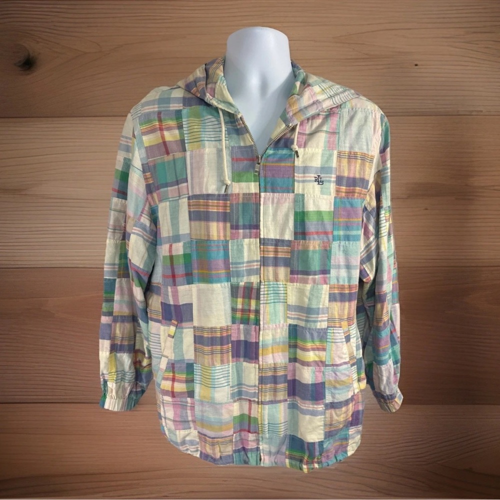 SOLD Vintage Madras Hoodie Patchwork Quilted Men’s Jacket Size Med